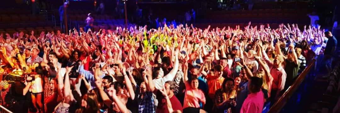 Crowd going wild at a live show